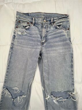 American Eagle Outfitters Light Blue Boyfriend Jeans with Knee Rips
